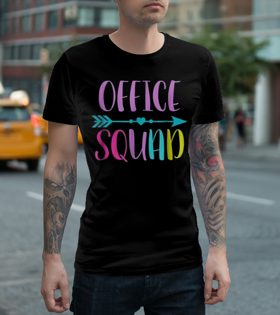 Office Squad Arrow Heart Colorful Typography T-Shirt
