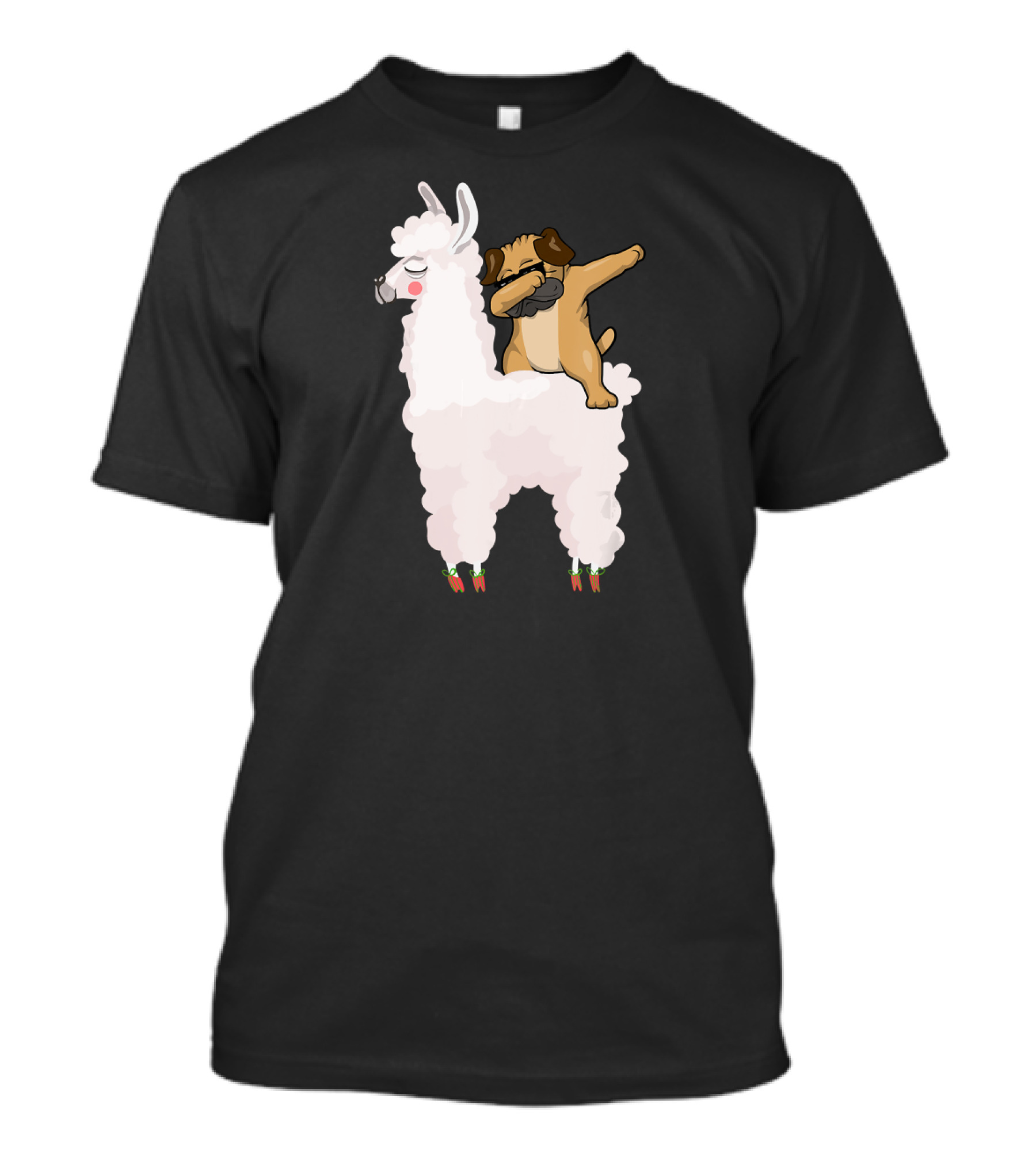 Pug Dabbing On Llama Adorable Cute Animals T-Shirt