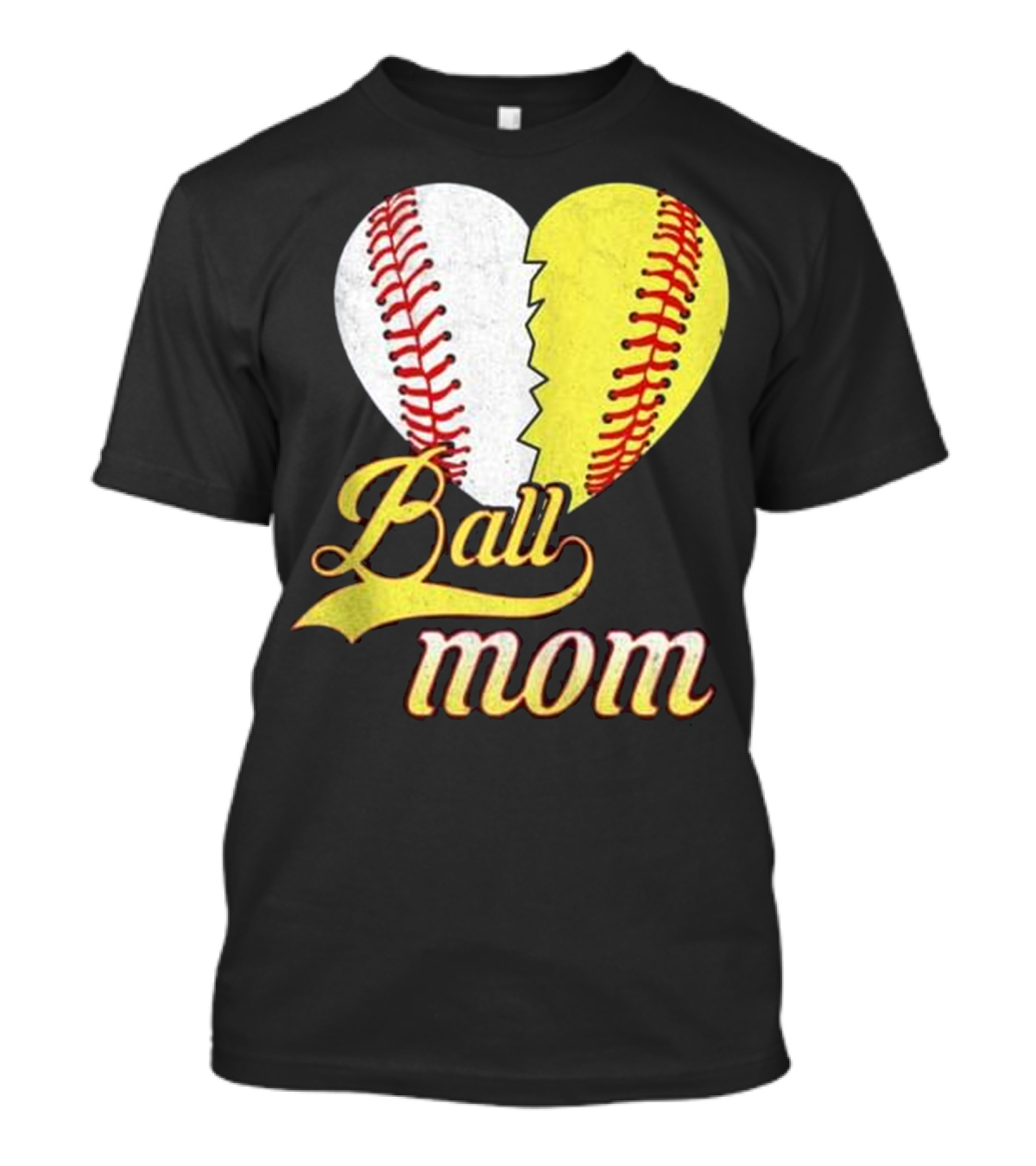 Ball Mom Baseball Softball Heart T-Shirt