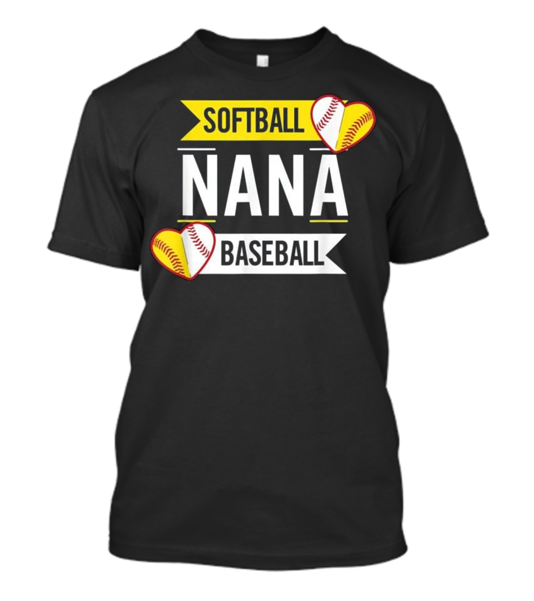 Softball Baseball Nana Mother's Day Gift Baseball Heart Softball Heart T-Shirt