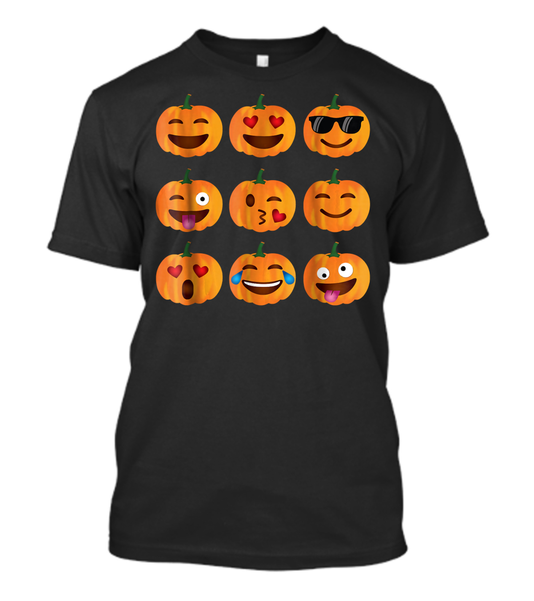 Pumpkin Emoji Faces Nine Expressions T-Shirt