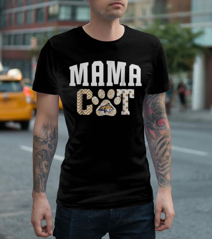 Montana State Bobcats Mama Cat Paw Prints T-Shirt