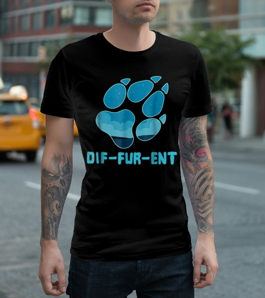 Dif-Fur-Ent Blue Wolf Dog Paw T-Shirt