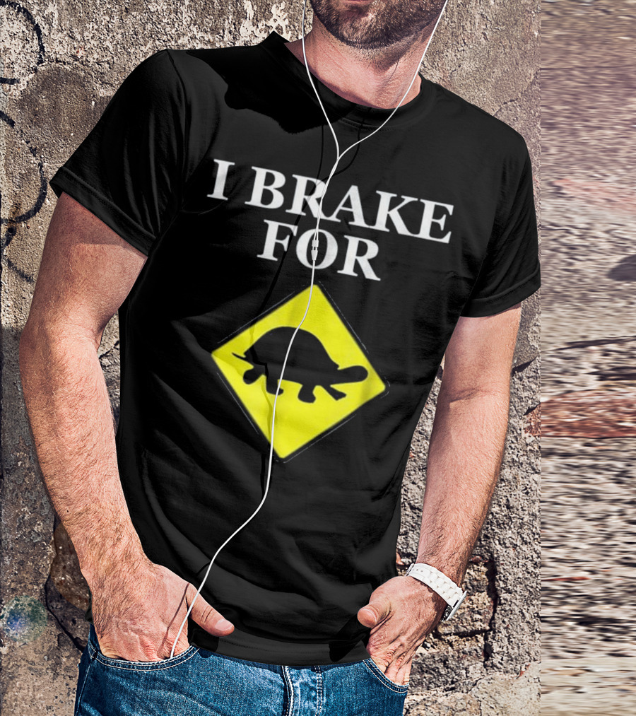 I Brake For Turtles Funny Turtle Sign T-Shirt