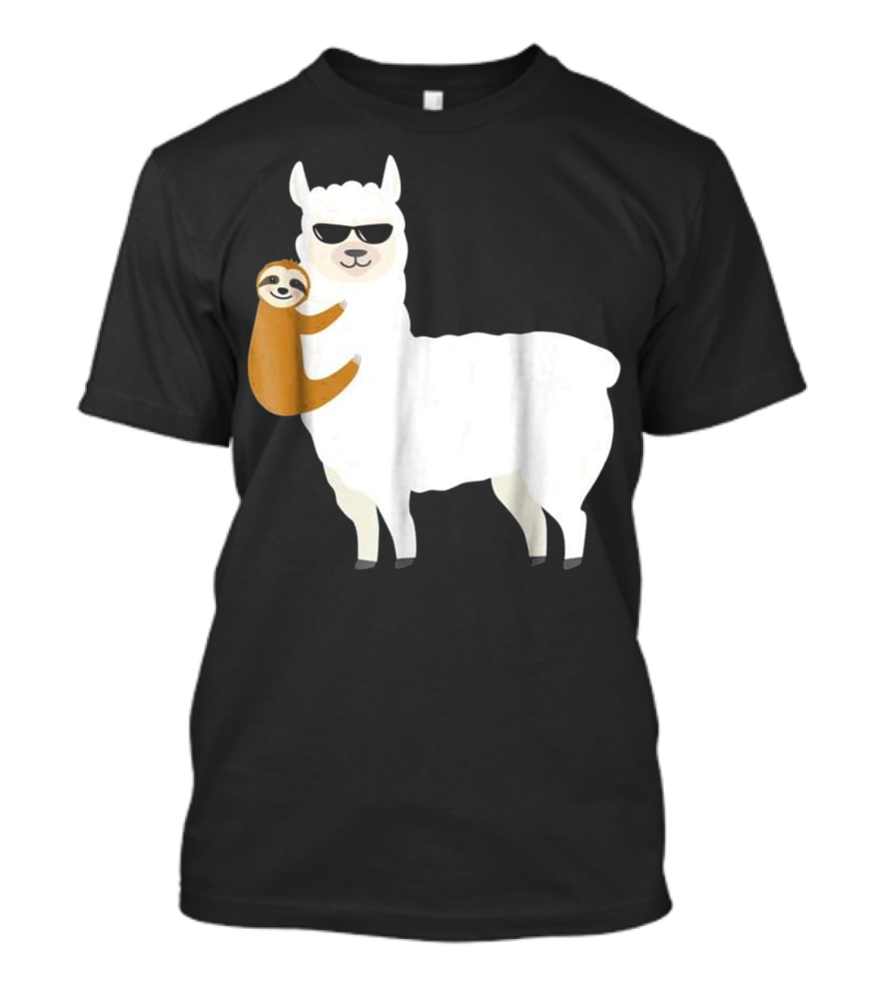 Sloth Hugging Cool Sunglasses Llama Alpaca T-Shirt