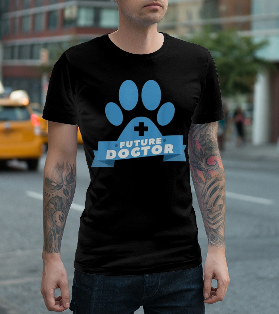 Future Dogtor Vet Student Paw Print Motif T-Shirt