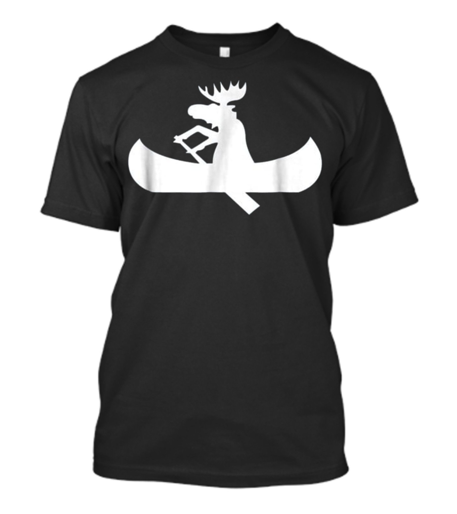Moose Canoe Lake Moose In A Canoe Hi Silhouette Adventure T-Shirt