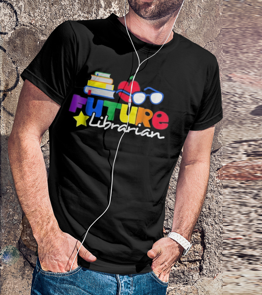 Future Librarian Books Apple Glasses Kid Career T-Shirt