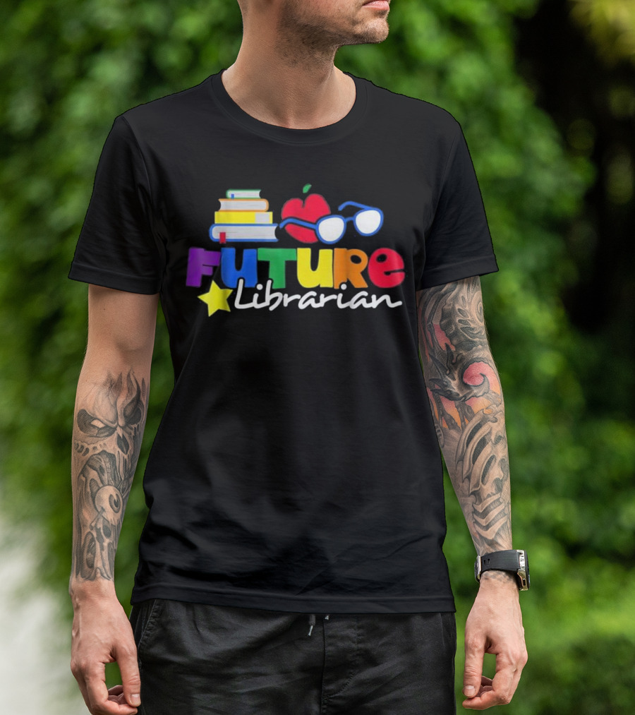 Future Librarian Books Apple Glasses Kid Career T-Shirt