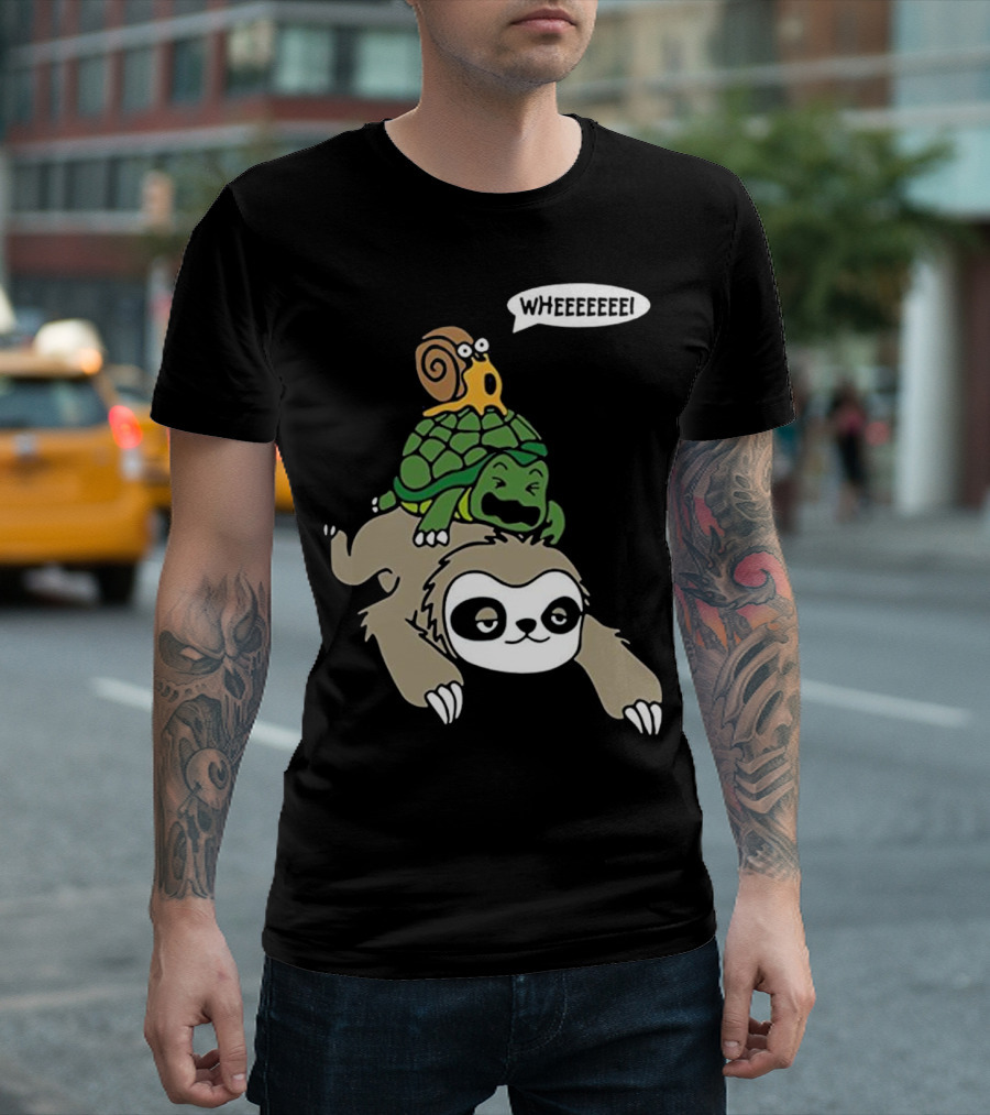 WHEEEEEE Sloth Turtle Snail Piggyback Animal T-Shirt