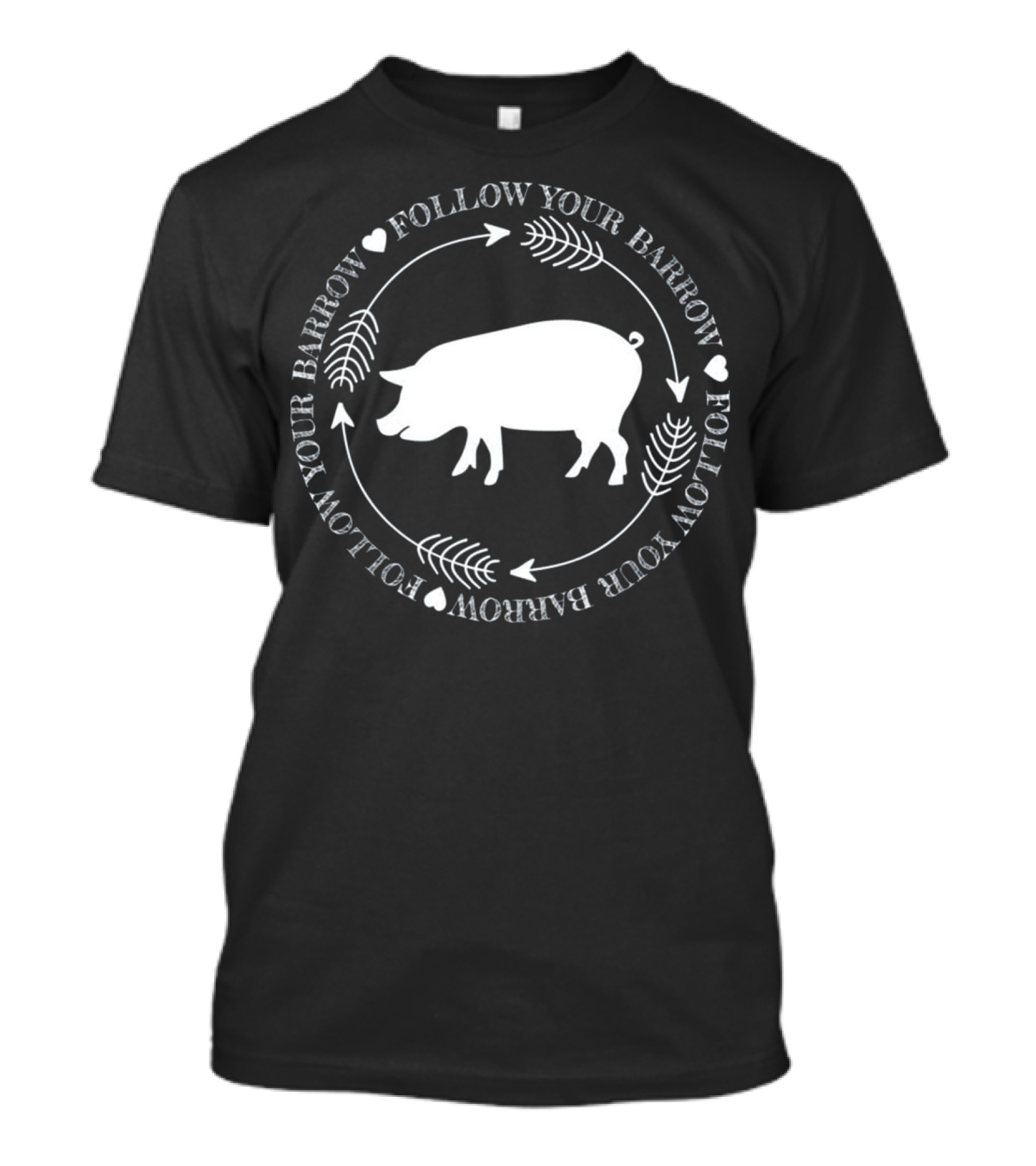 Follow Your Barrow Heart Arrows Pig Sketched Roundel T-Shirt