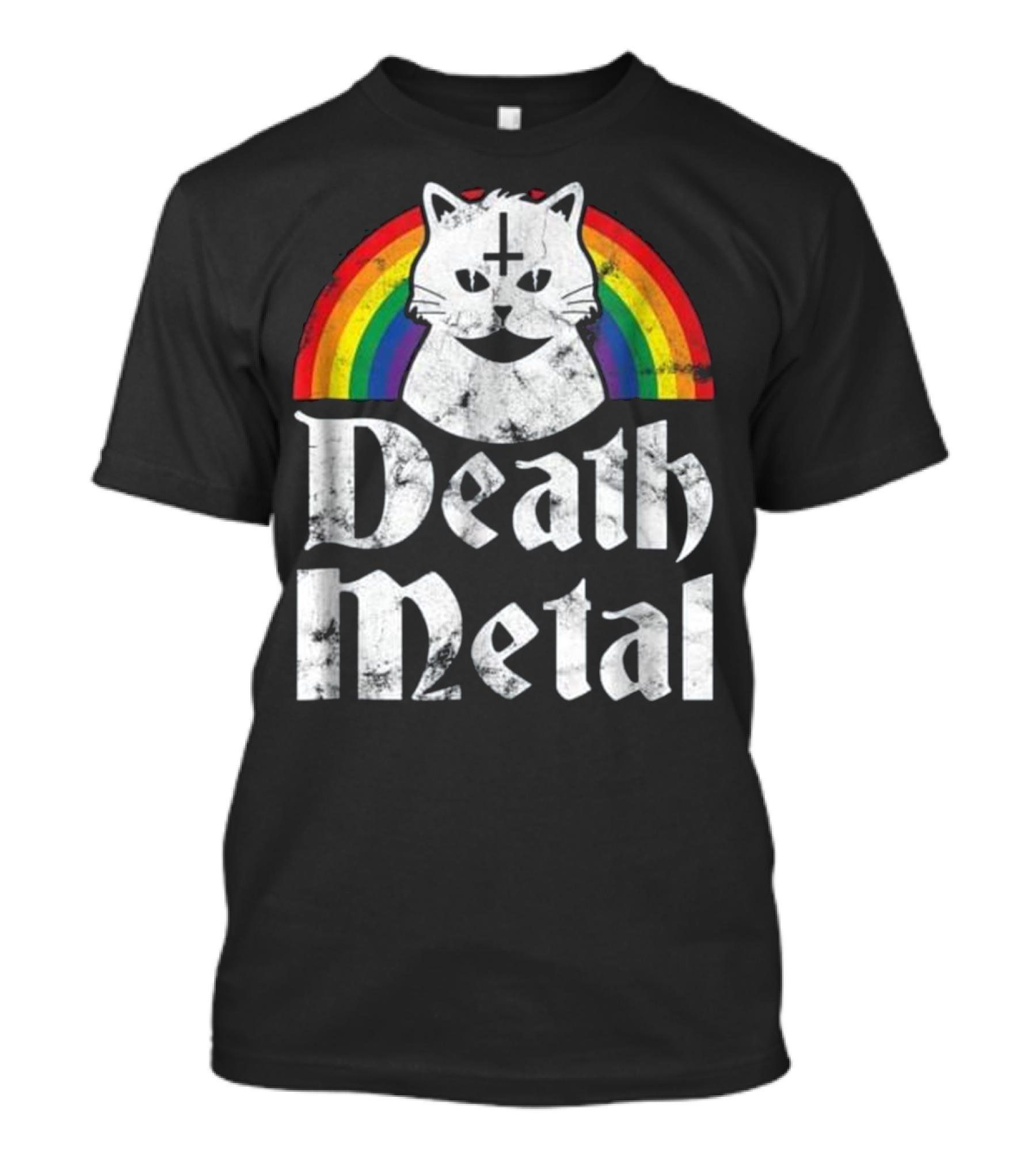Death Metal Satanic Cat Rainbow T-Shirt