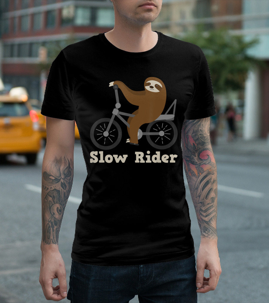 Slow Rider Sloth On Bicycle Riding Adventure T-Shirt