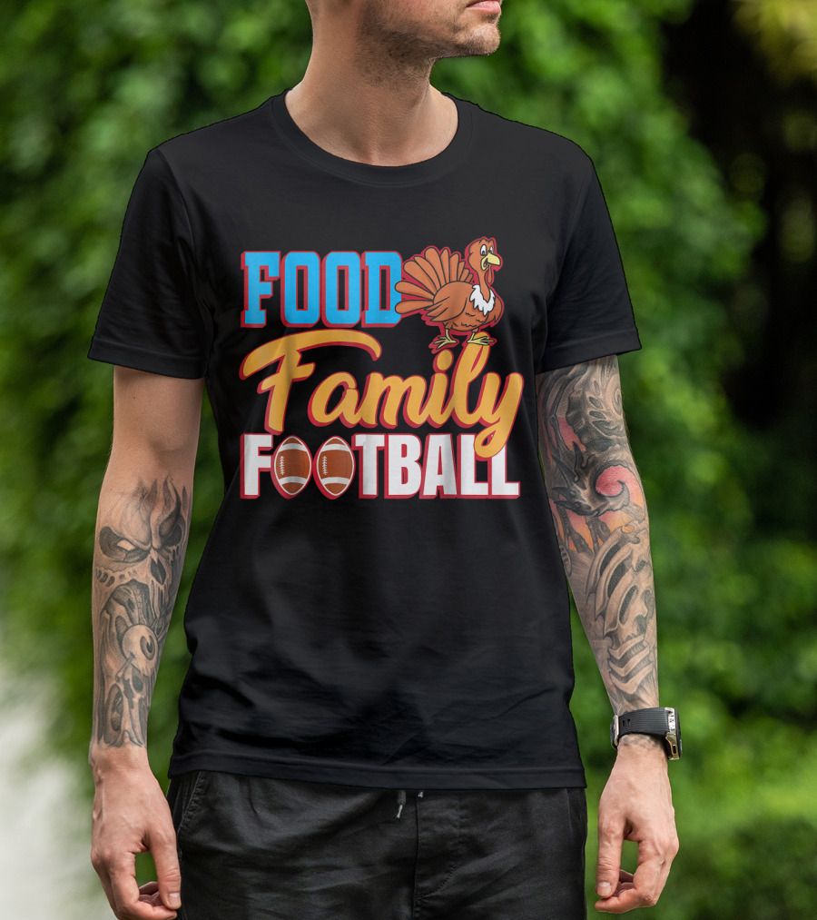 Thanksgiving Turkey Food Family Football Footballs T-Shirt