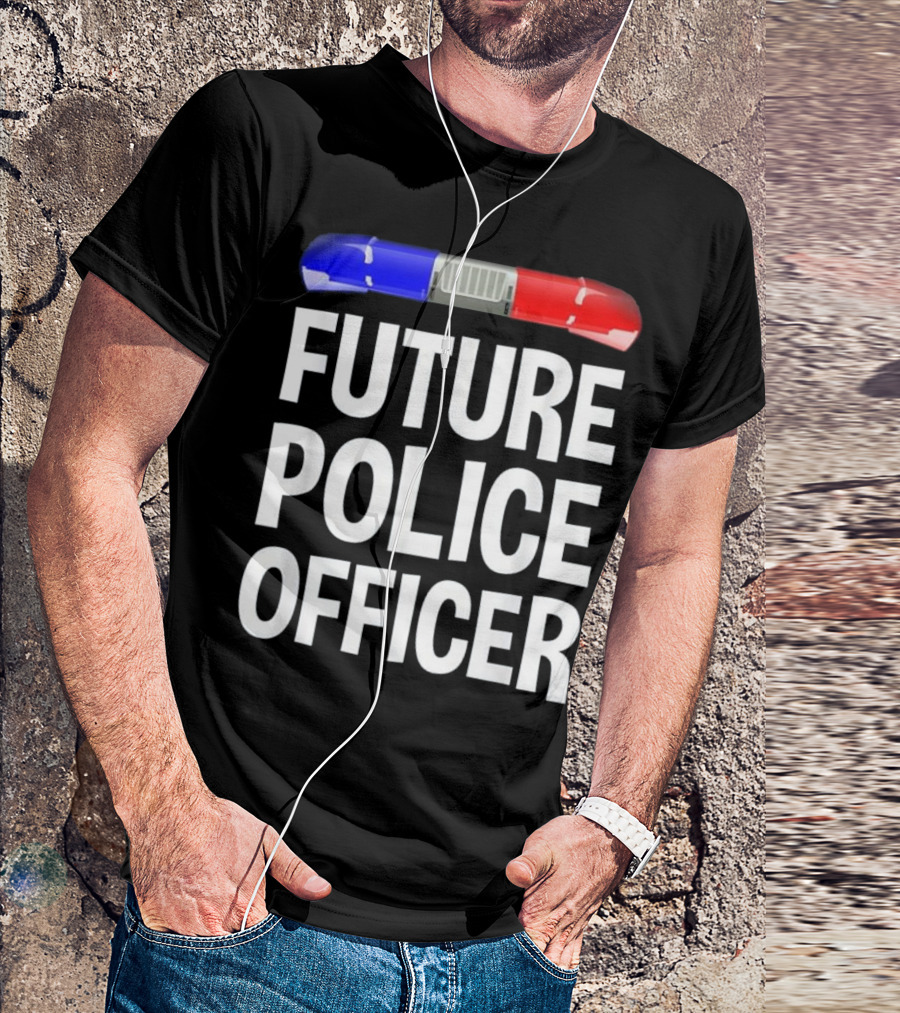 Future Police Officer Cop With Red And Blue Lights T-Shirt