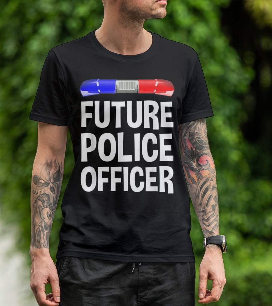 Future Police Officer Cop With Red And Blue Lights T-Shirt