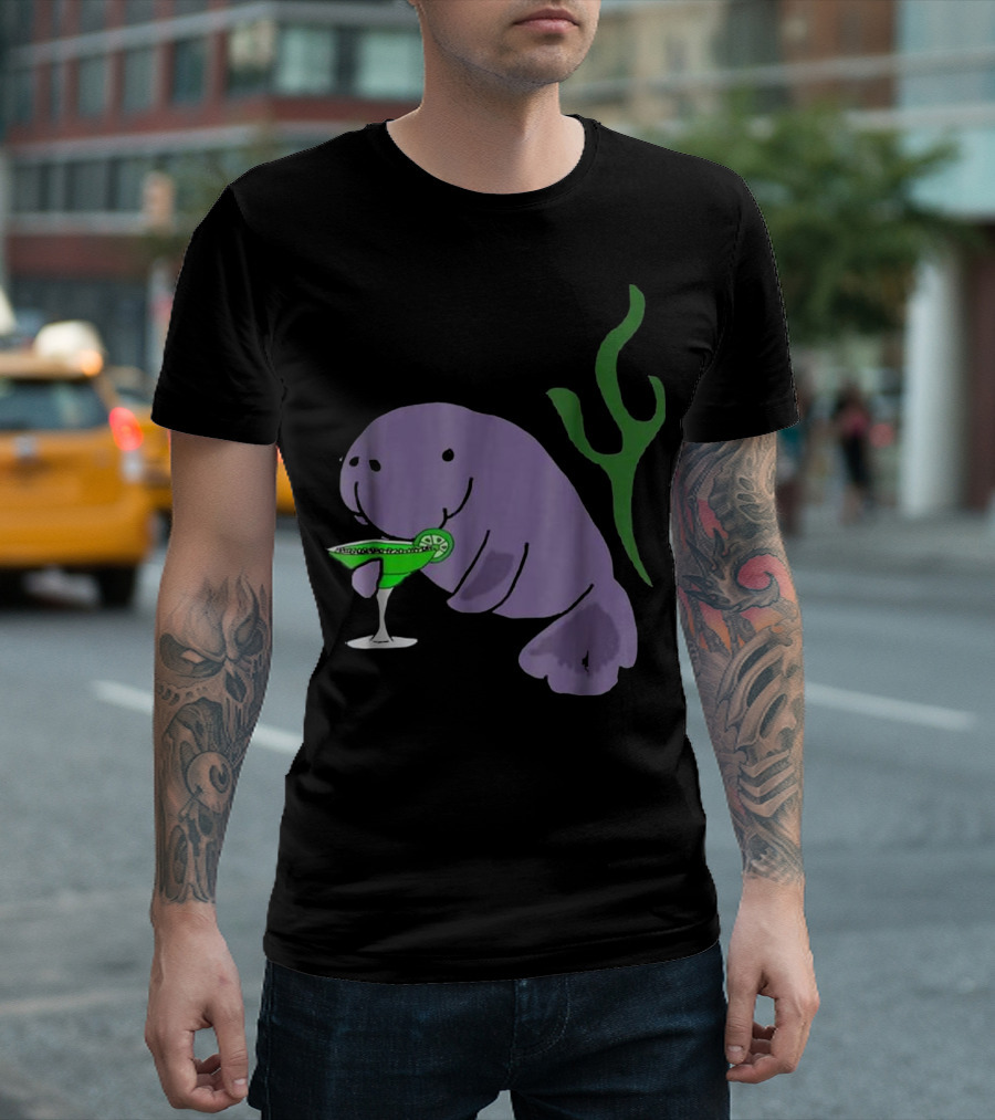 SmileteesDrink Funny Manatee Drinking Margarita T-Shirt