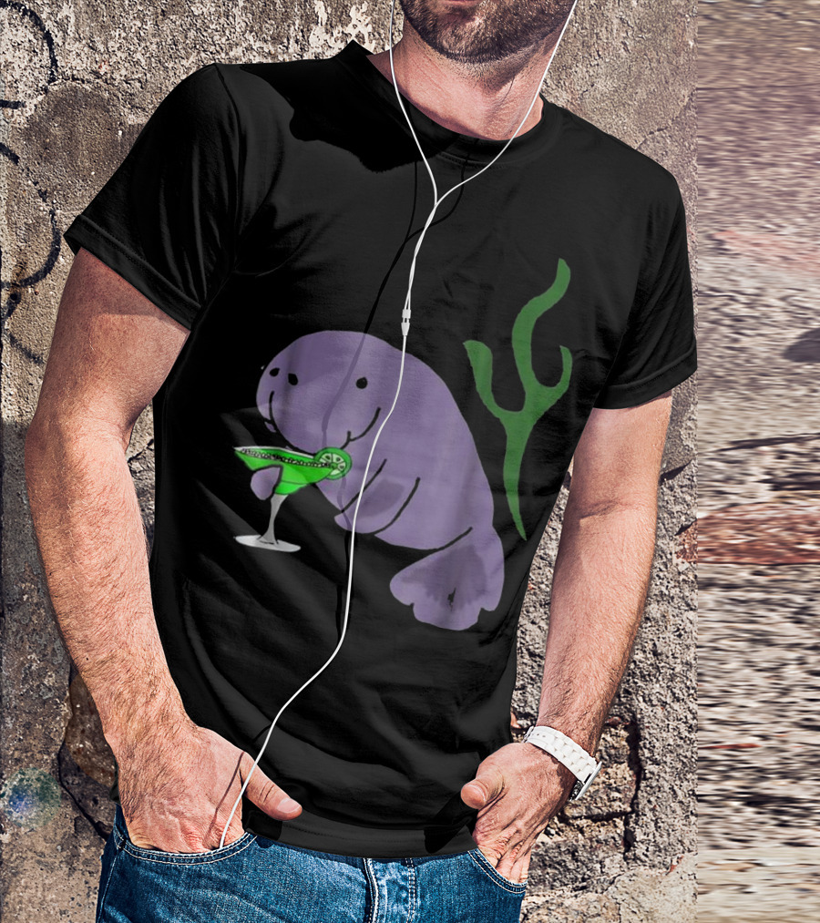 SmileteesDrink Funny Manatee Drinking Margarita T-Shirt