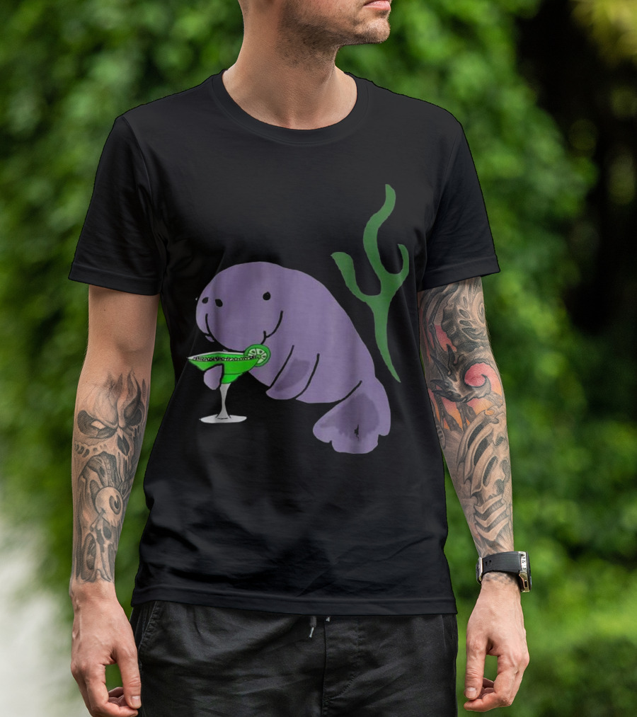 SmileteesDrink Funny Manatee Drinking Margarita T-Shirt