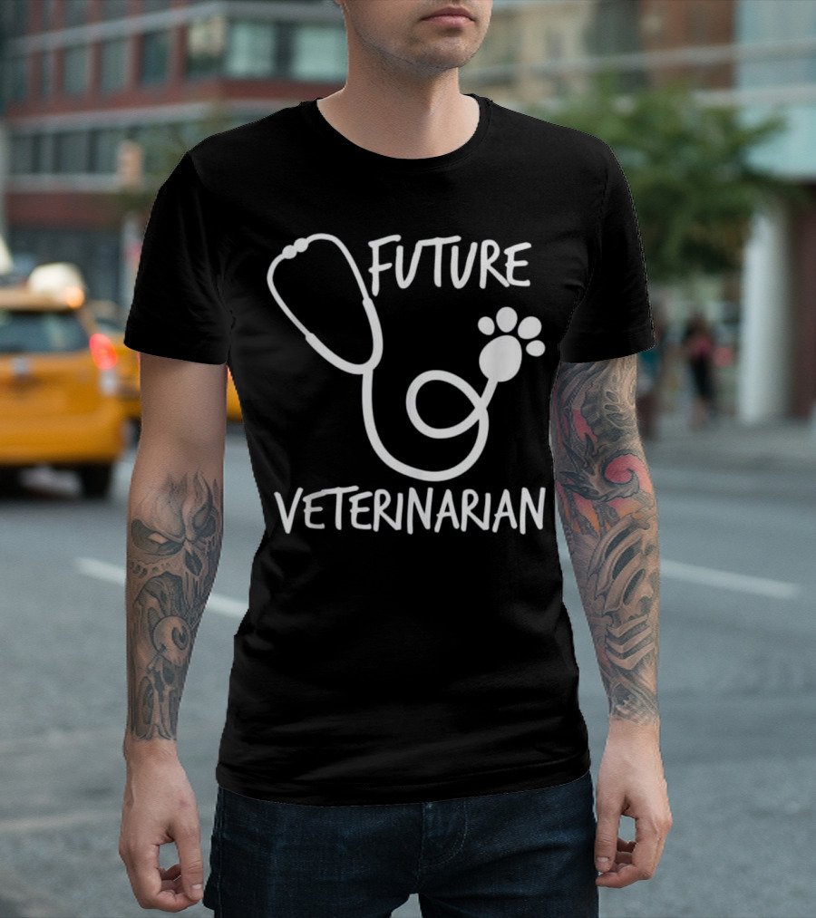 Future Veterinarian Stethoscope Paw Print Aspiring T-Shirt
