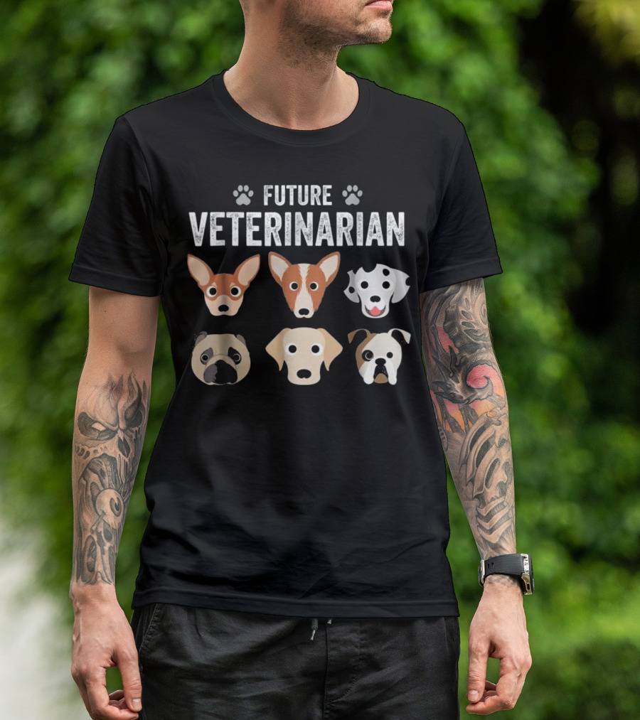 Future Veterinarian Kids Vet Dogs Cats Paw Prints T-Shirt