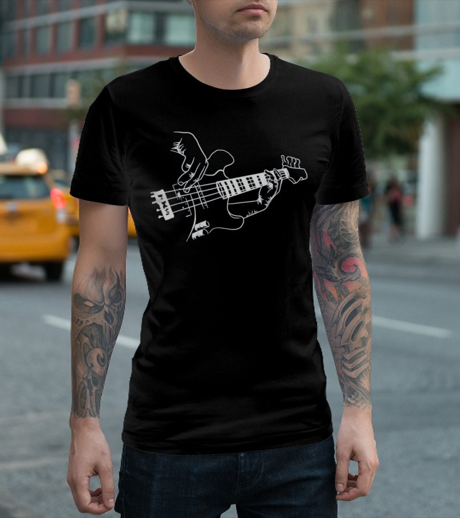 Bass Guitar Player Music Guitarist Hands Playing Instrument T-Shirt