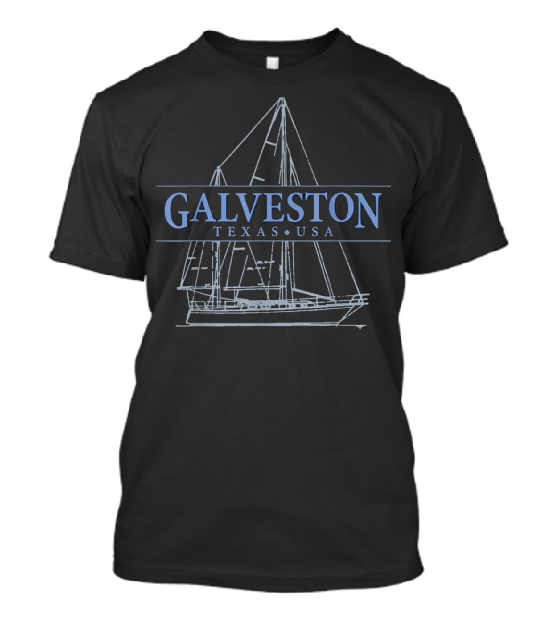 GALVESTON TEXAS USA Sailing Boat Sketch T-Shirt