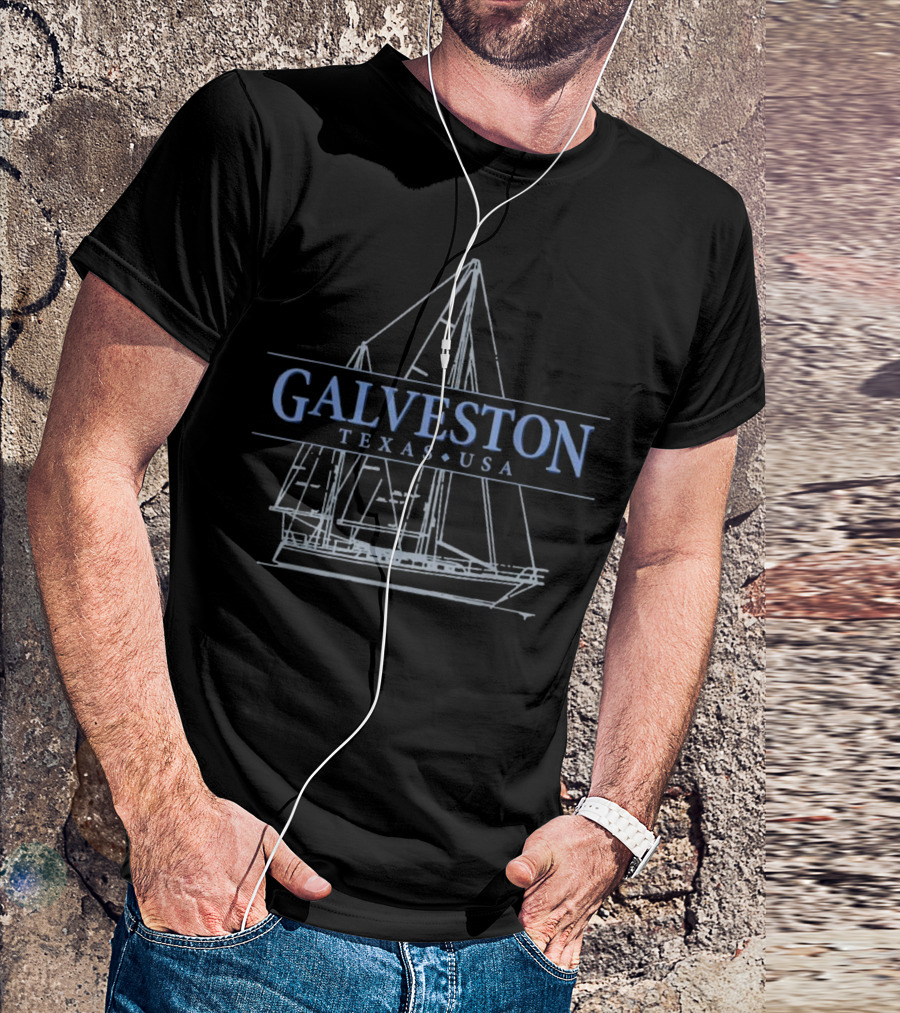 GALVESTON TEXAS USA Sailing Boat Sketch T-Shirt