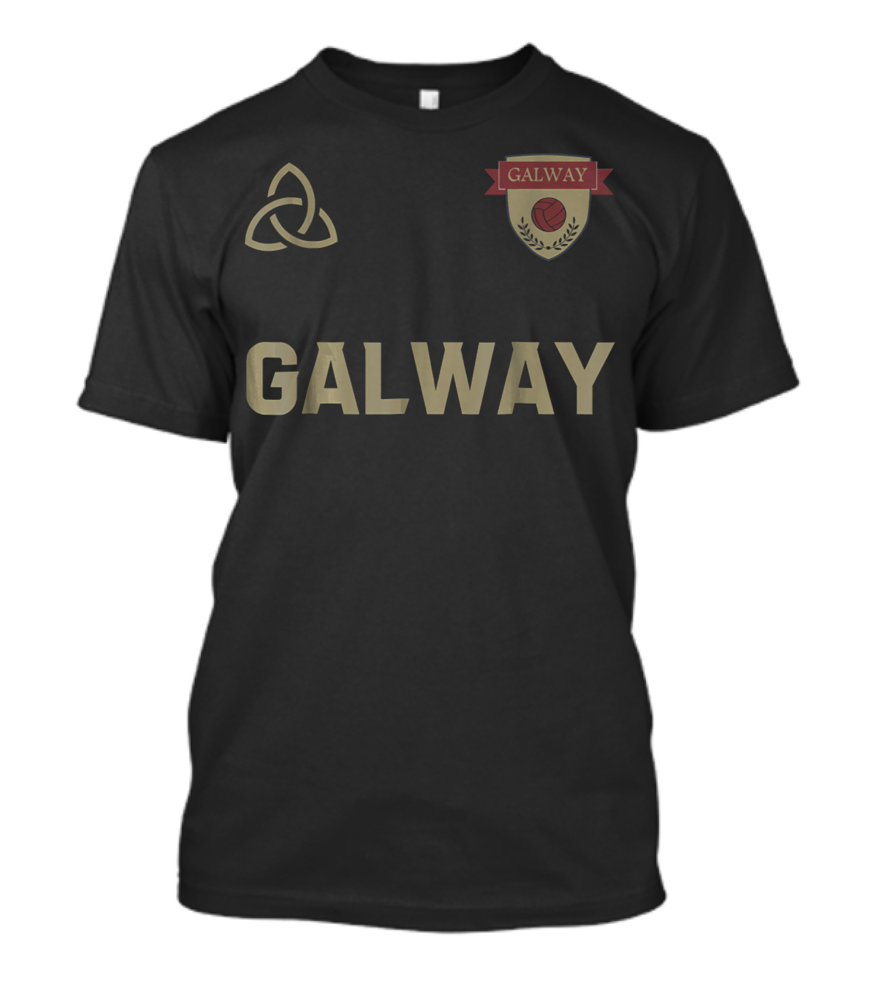 Galway Gaelic Football Crest And Triquetra Emblem T-Shirt