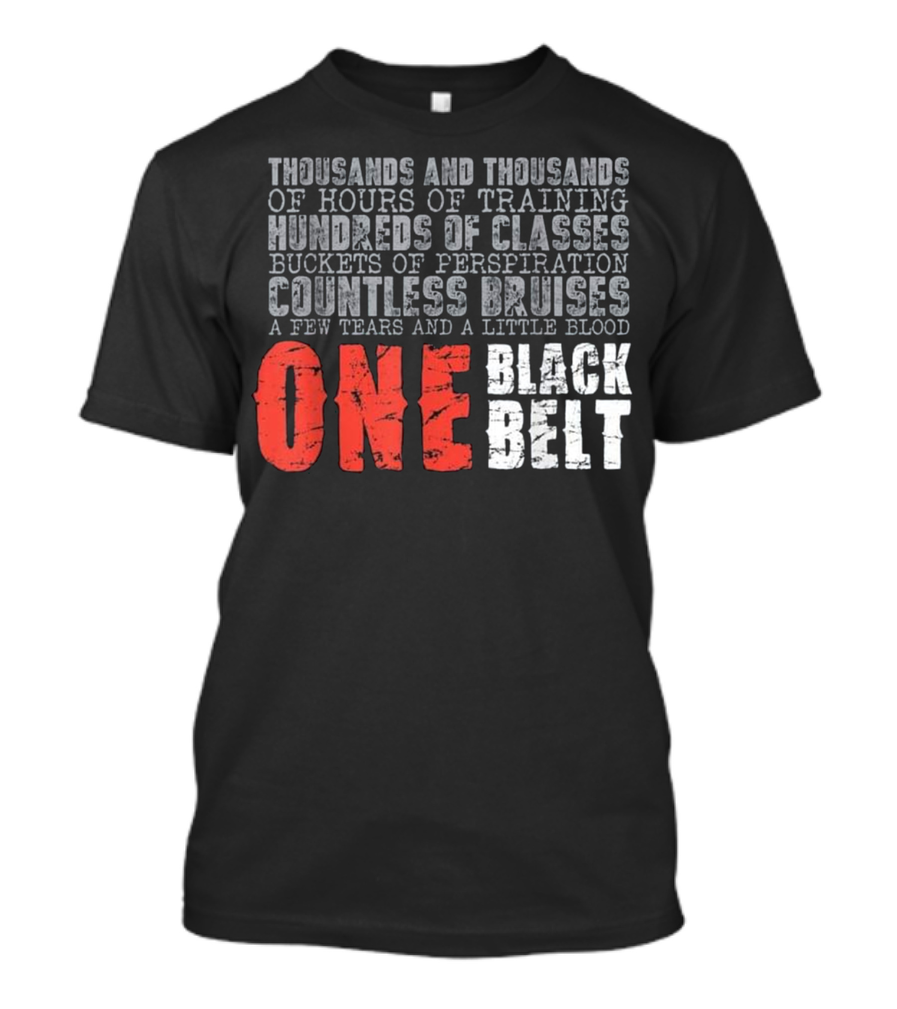 Thousands Of Hours Training Hundreds Of Classes Buckets Of Perspiration Countless Bruises Tears Blood One Black Belt T-Shirt