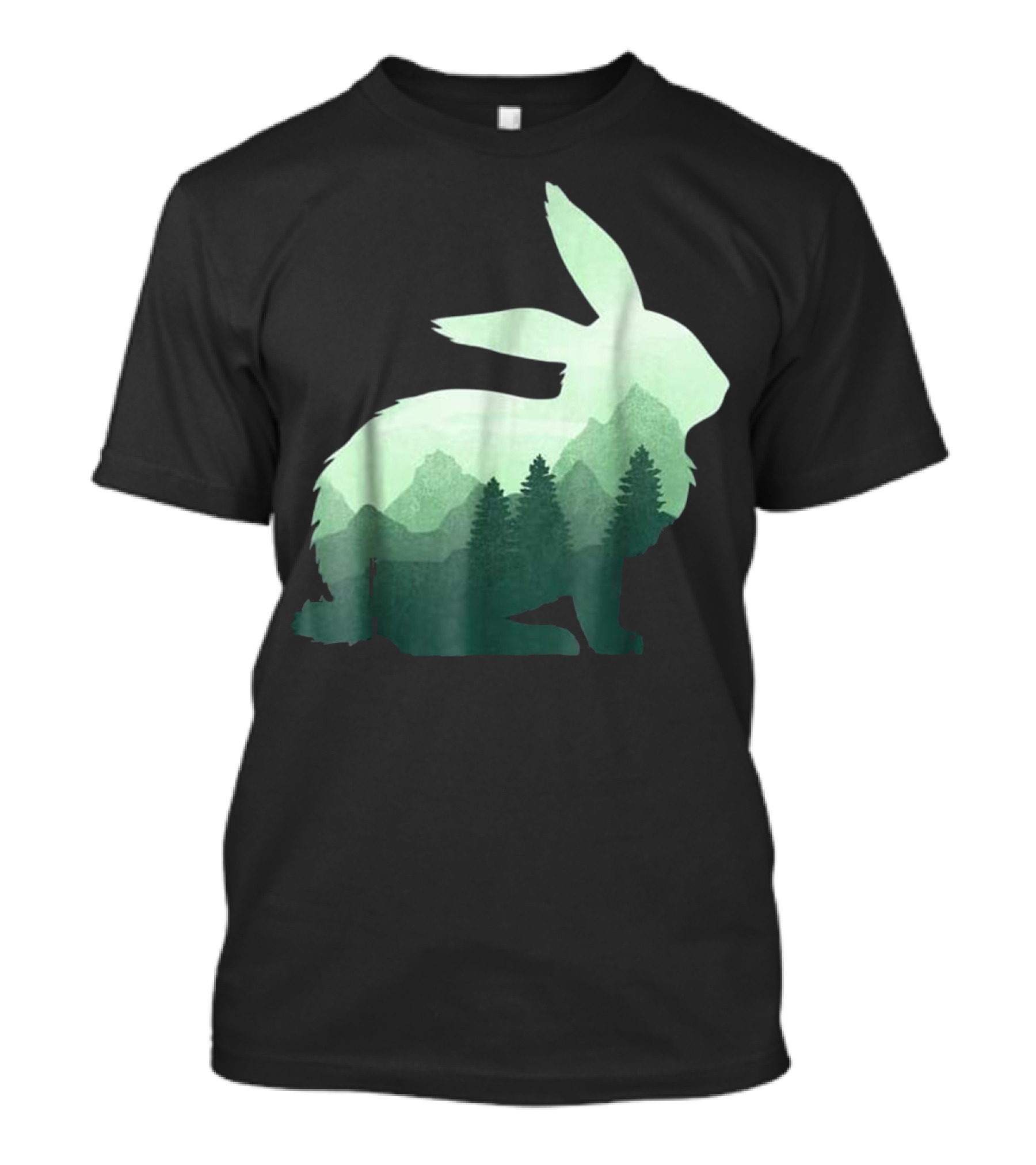 Rabbit Bunny Hare Double Exposure Forest Landscape T-Shirt