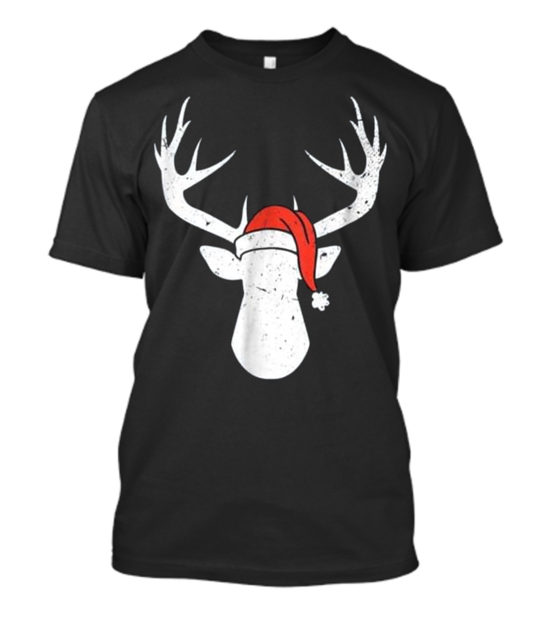Deer With Santa Hat Christmas Antlers Holiday T-Shirt