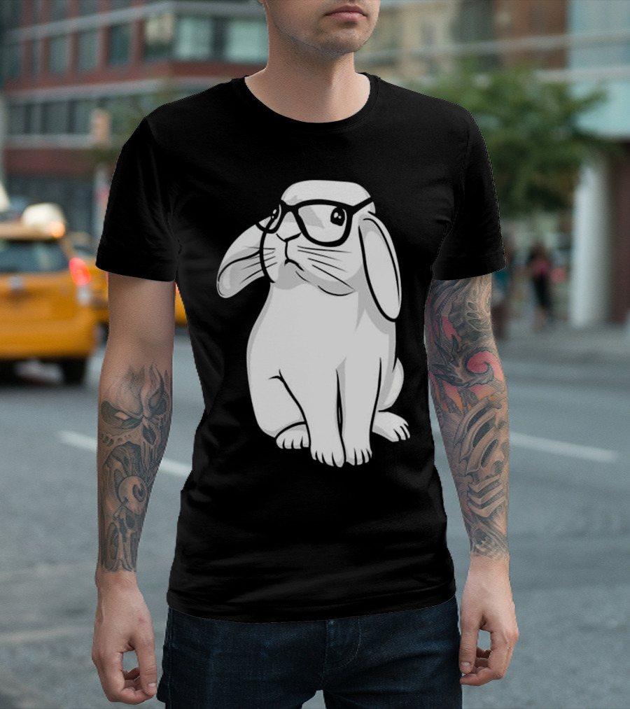 Rabbit With Glasses Nerdy Geek Men T-Shirt
