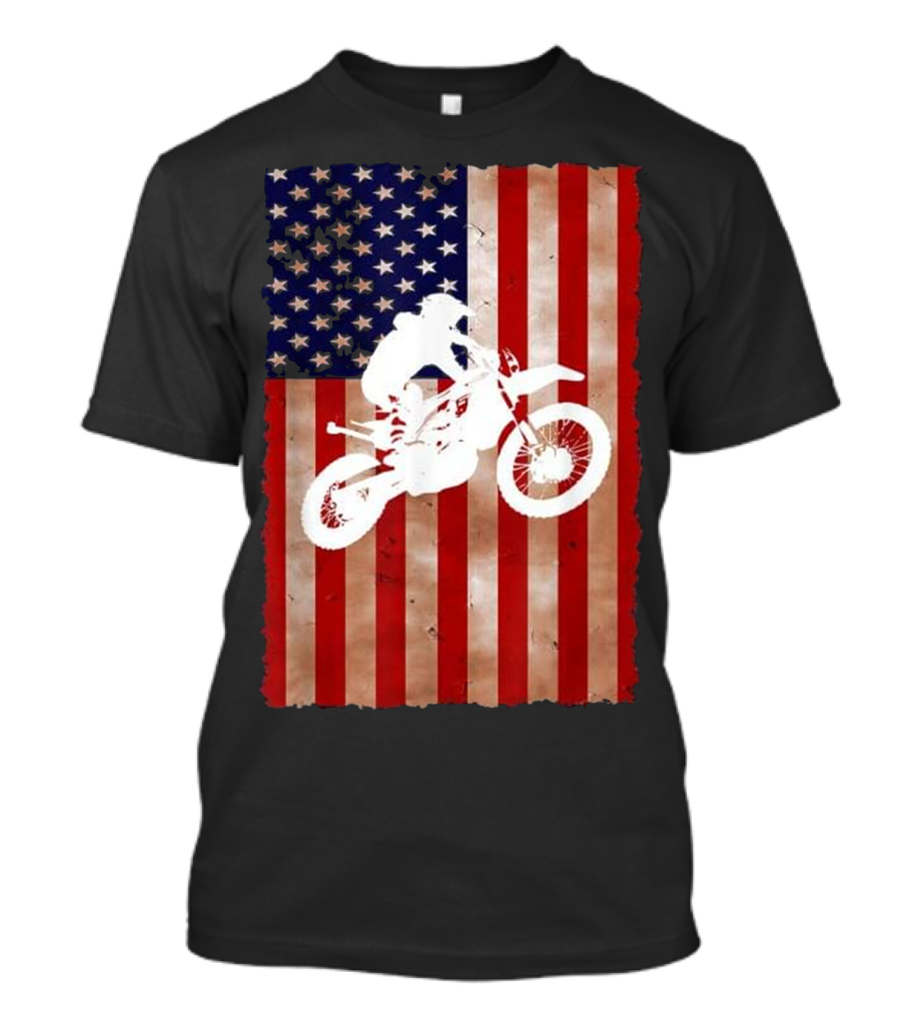 Motocross Dirt Bike Racing American Flag T-Shirt