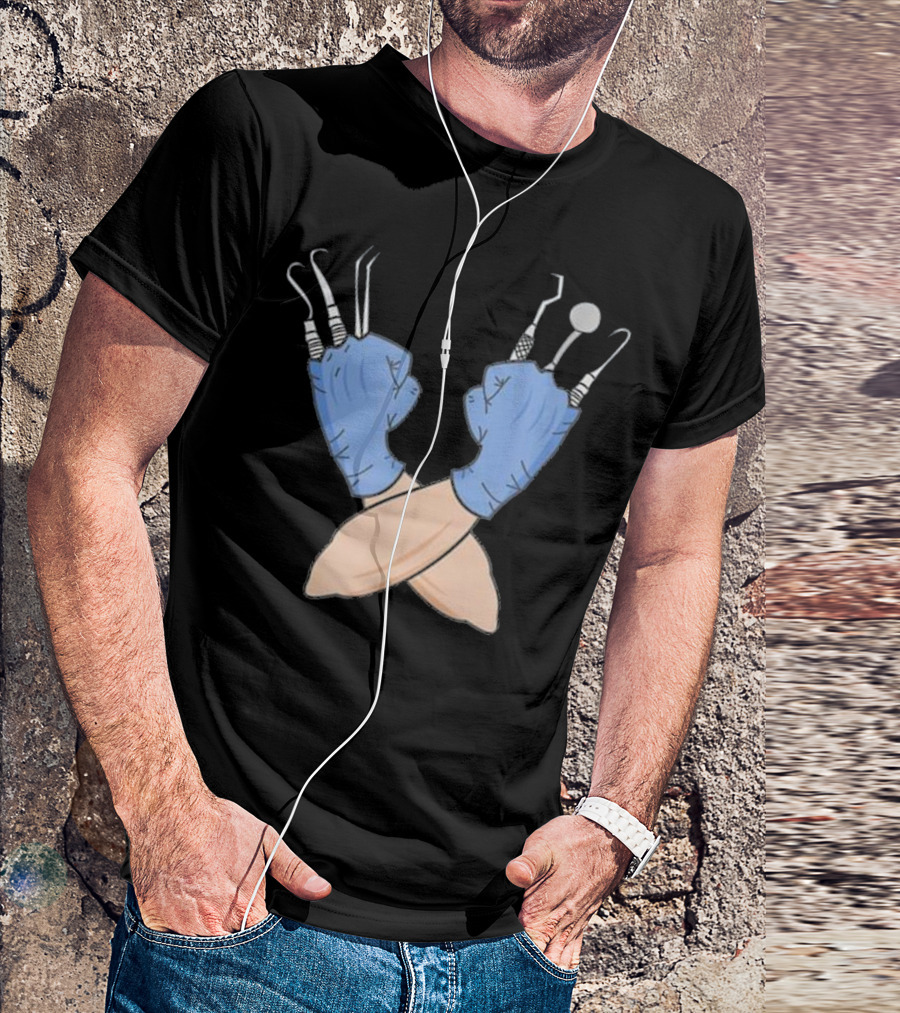 Dental Hygienist Crossing Dental Tools Gloves T-Shirt
