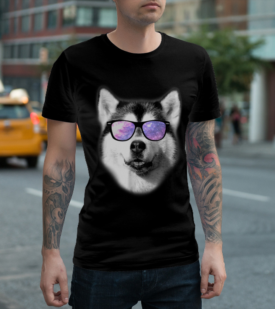 Galaxy Sunglasses Siberian Husky Cool T-Shirt