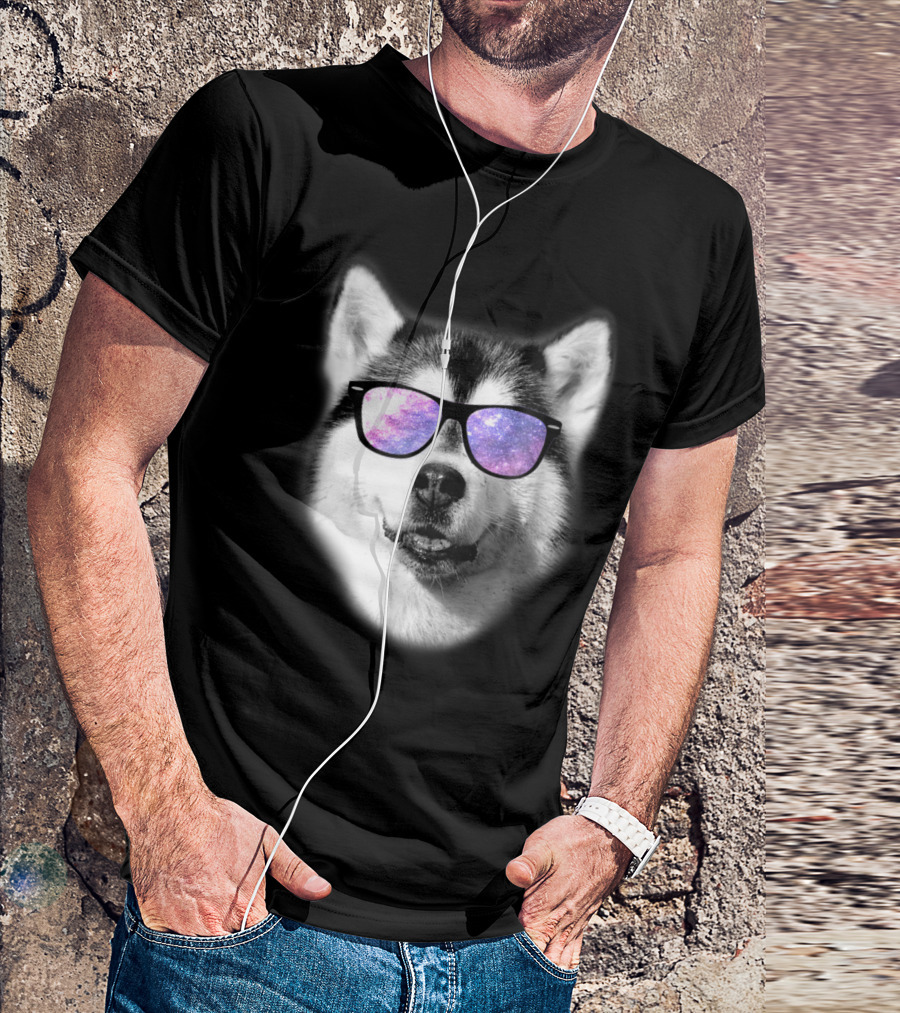 Galaxy Sunglasses Siberian Husky Cool T-Shirt