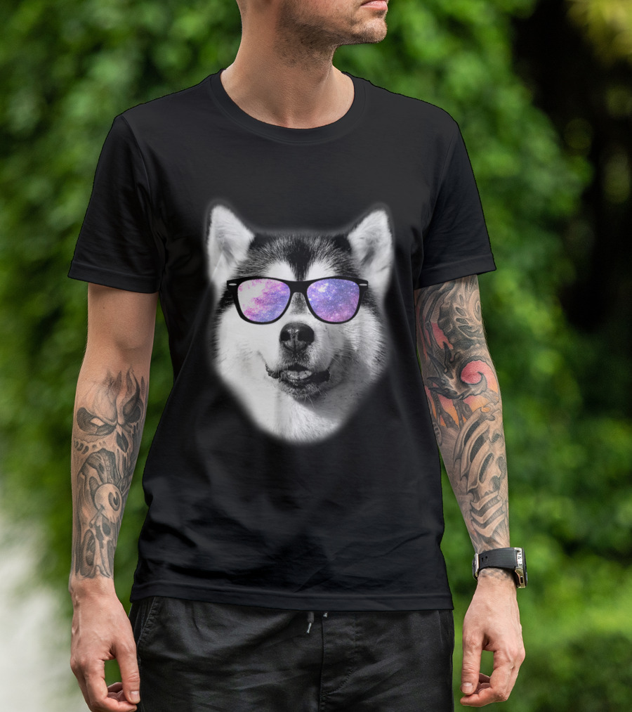 Galaxy Sunglasses Siberian Husky Cool T-Shirt