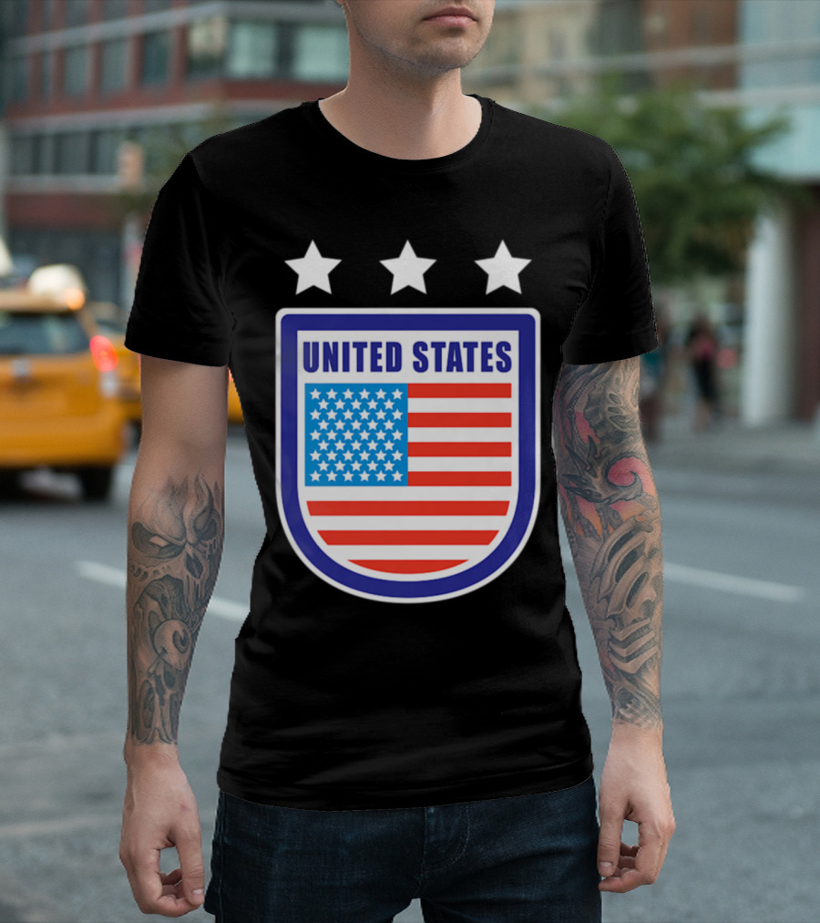 United States Soccer Team Flag Emblem Stars T-Shirt