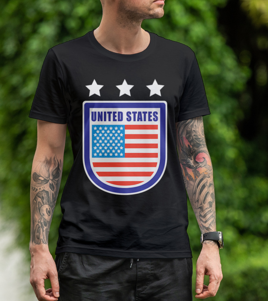 United States Soccer Team Flag Emblem Stars T-Shirt