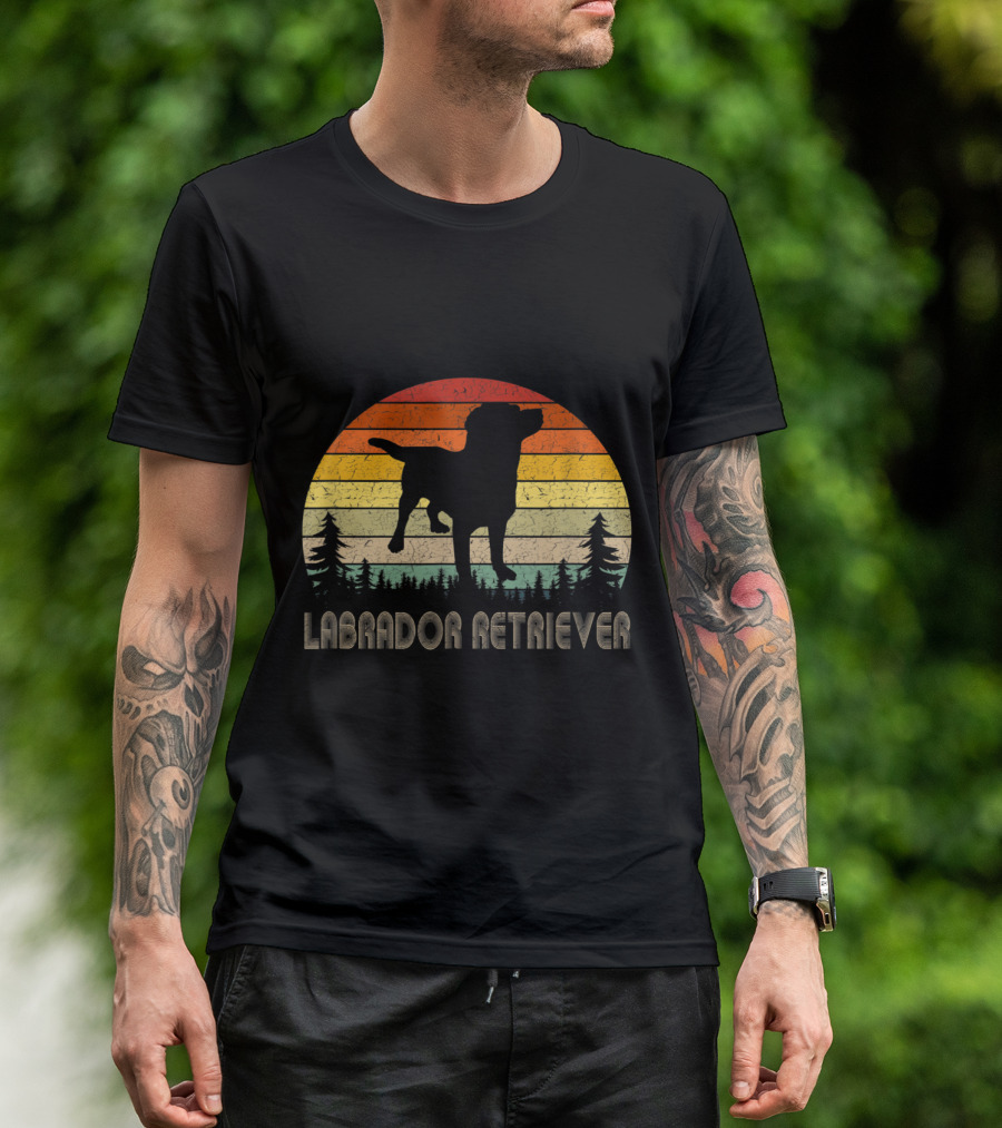 Labrador Retriever Vintage Silhouette Retro Sunset T-Shirt