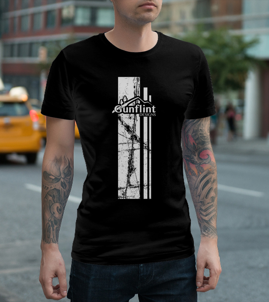 Gunflint Designs Rustic Mountain Grunge Vertical Stripe T-Shirt