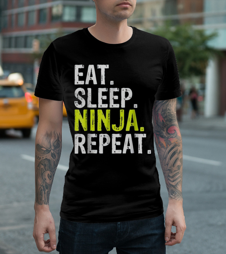 Eat Sleep Ninja Repeat Karate Cycle T-Shirt