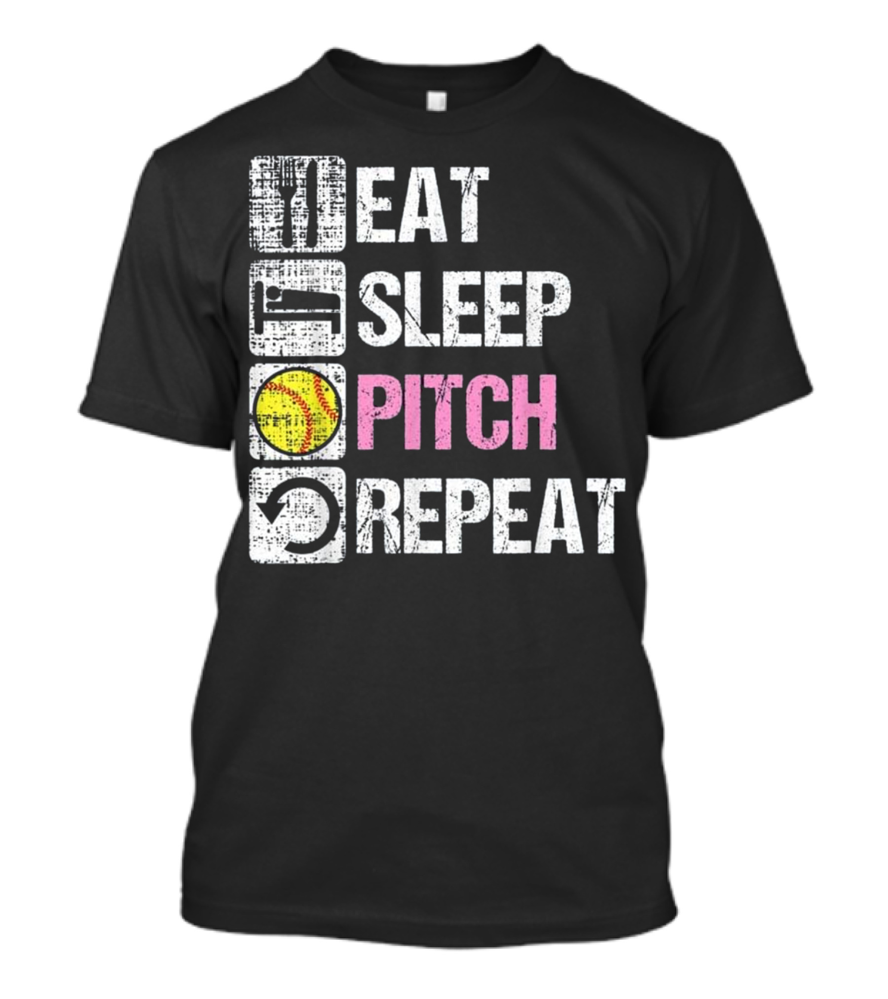 Eat Sleep Pitch Repeat Softball Shirt Baseball Sports T-Shirt