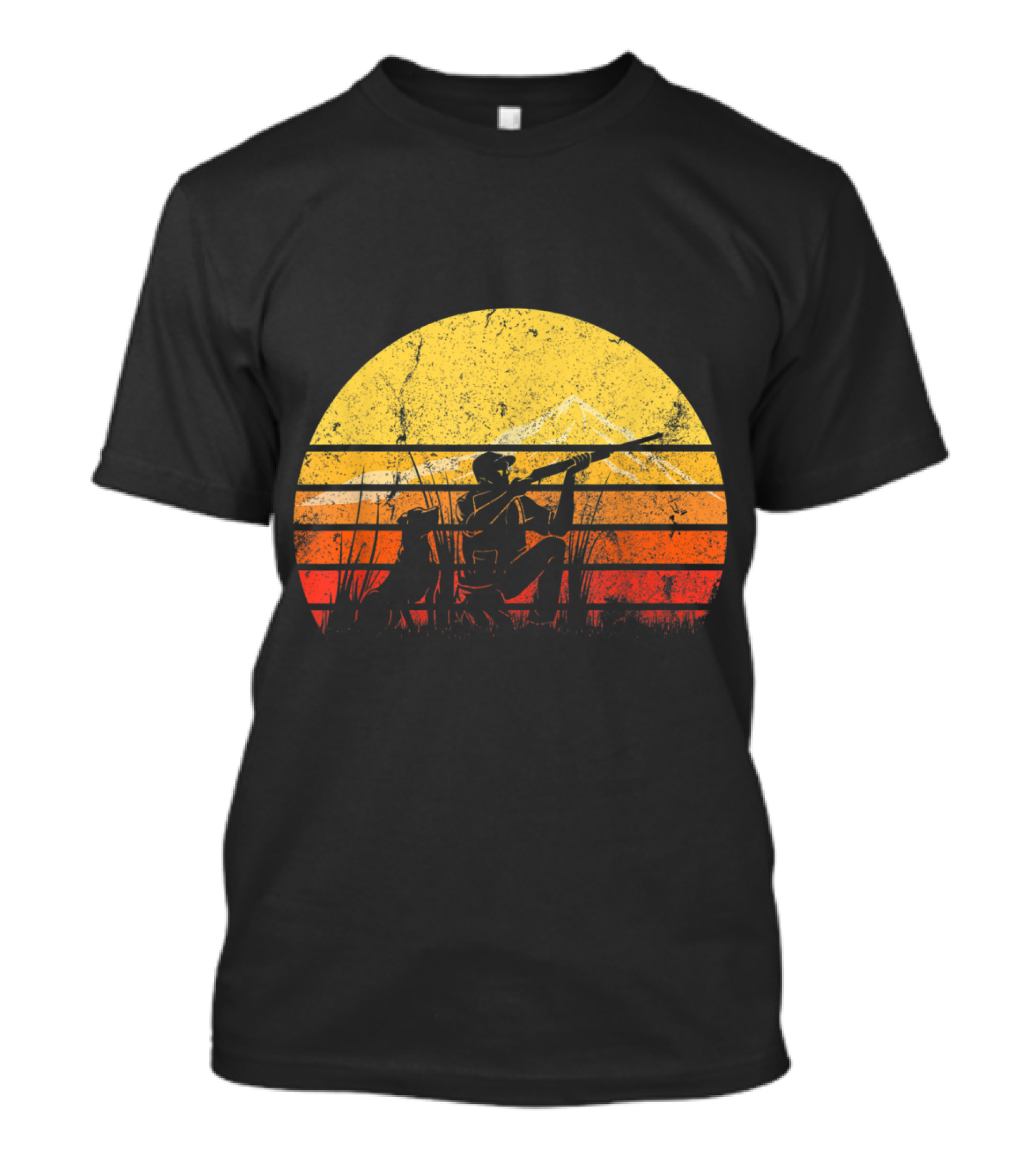 Vintage Duck Hunting Hunter Retro Silhouette Sunset T-Shirt