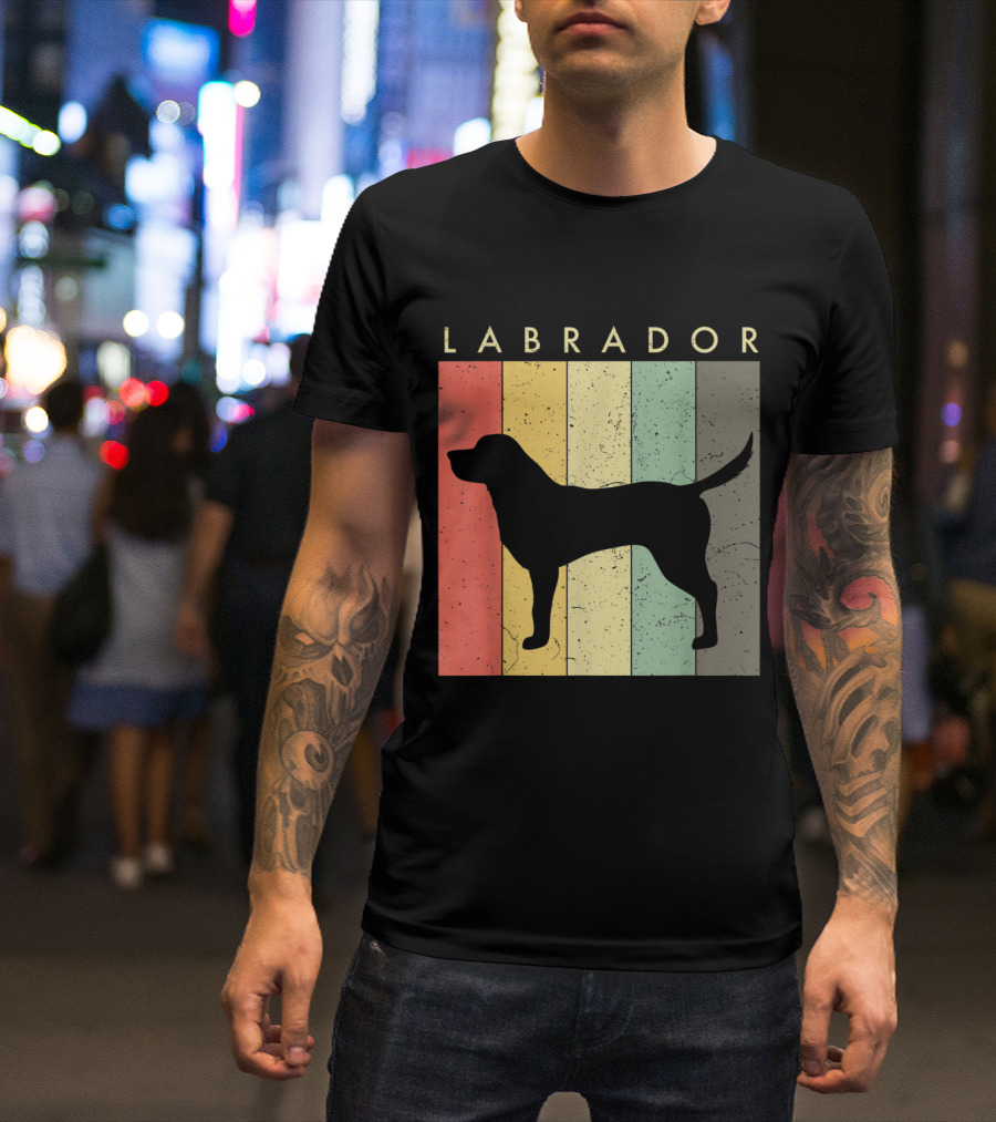 Labrador Retro Stripes Dog Lovers T-Shirt