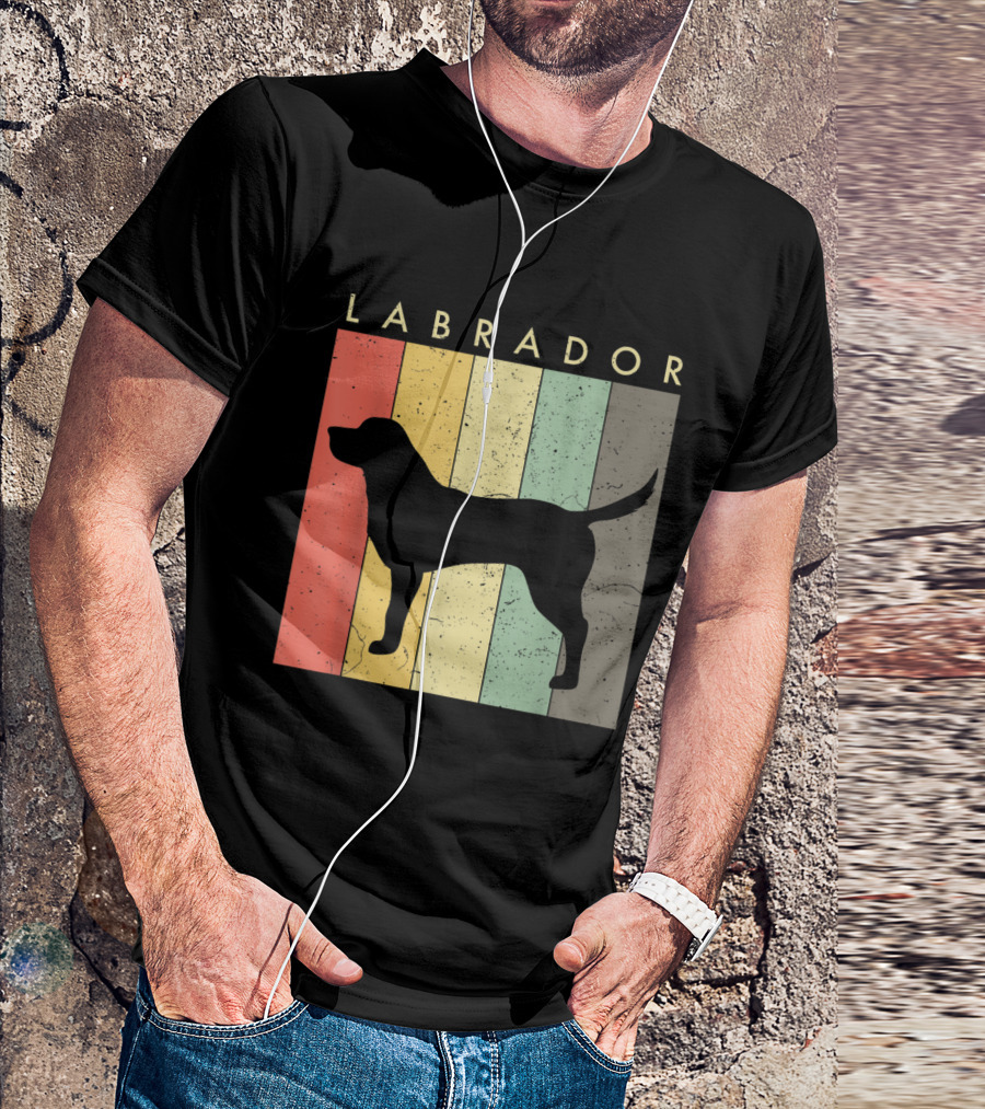 Labrador Retro Stripes Dog Lovers T-Shirt