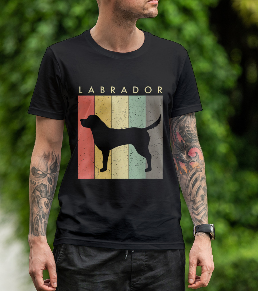 Labrador Retro Stripes Dog Lovers T-Shirt