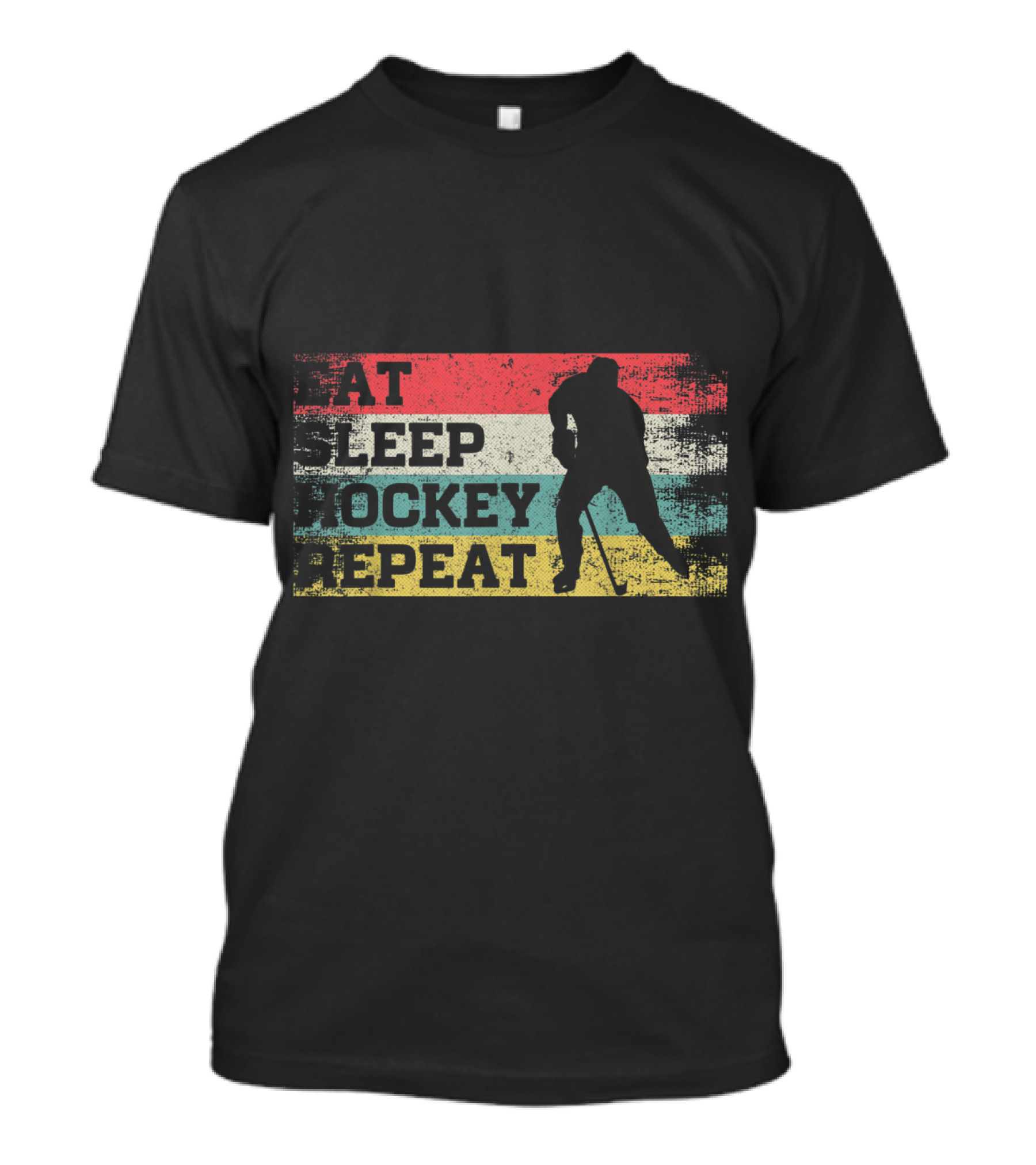 Vintage Eat Sleep Hockey Repeat Retro Stripe T-Shirt