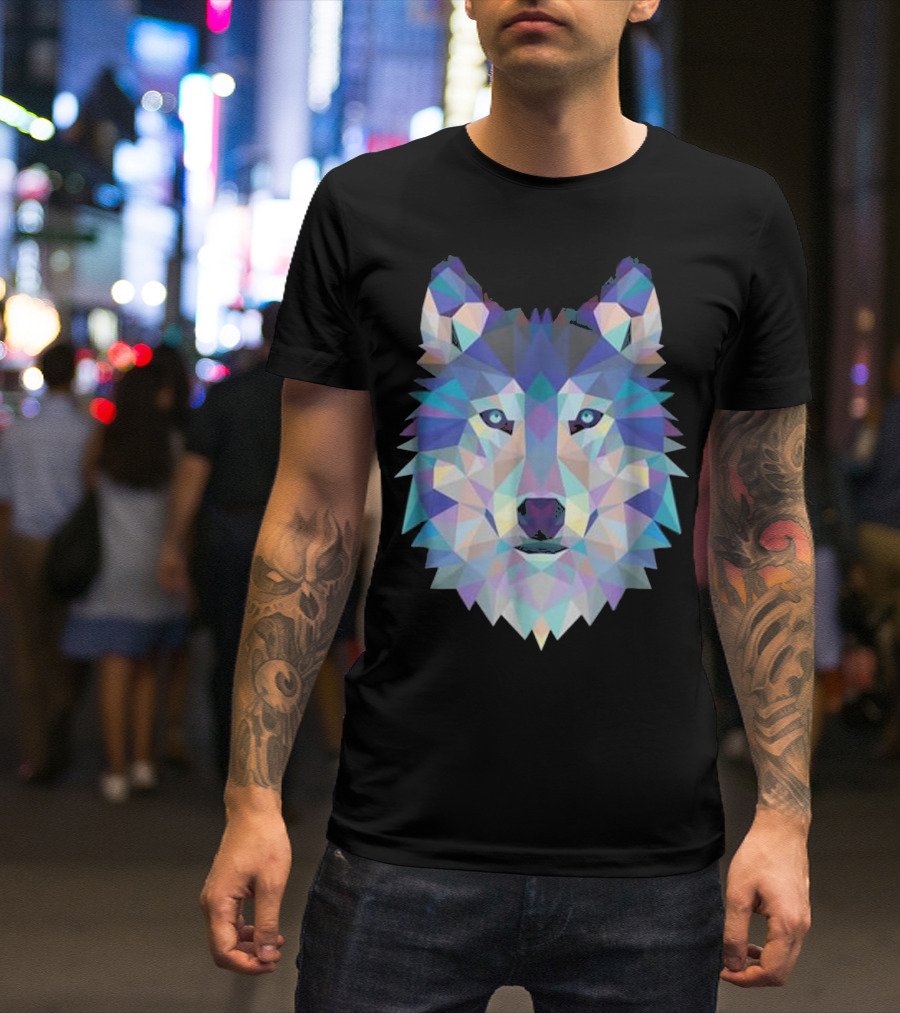 Cool Unique Geometric Wolf Pack Triangles T-Shirt